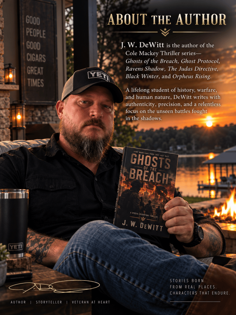 J. W. DeWitt holding Ghosts of the Breach