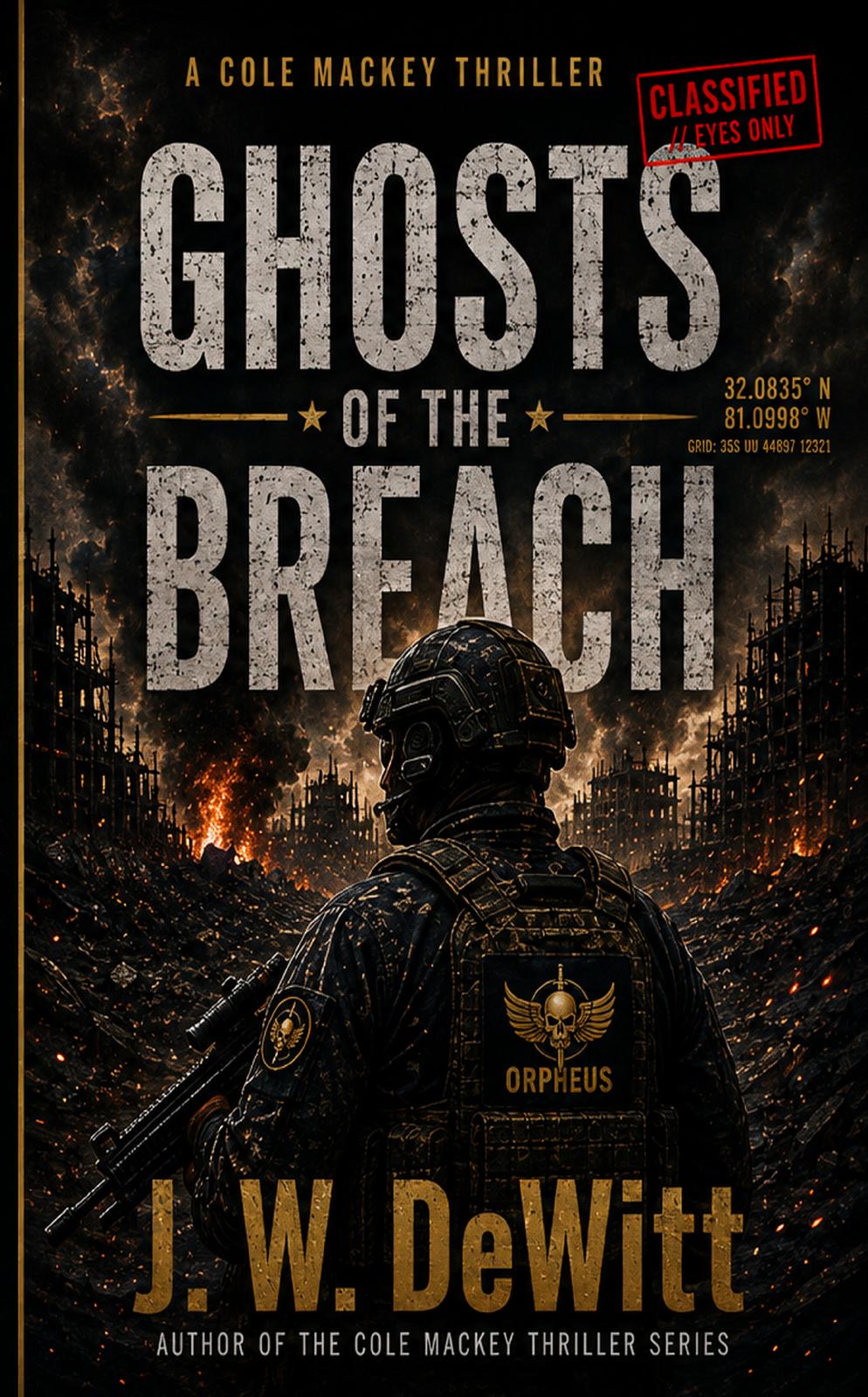 Ghosts of the Breach by J. W. DeWitt, Book One in the Cole Mackey Thriller Series.